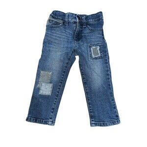 Wrangler Little Girls 2T Toddler Jeans Adjustable Waist Hickory Patches